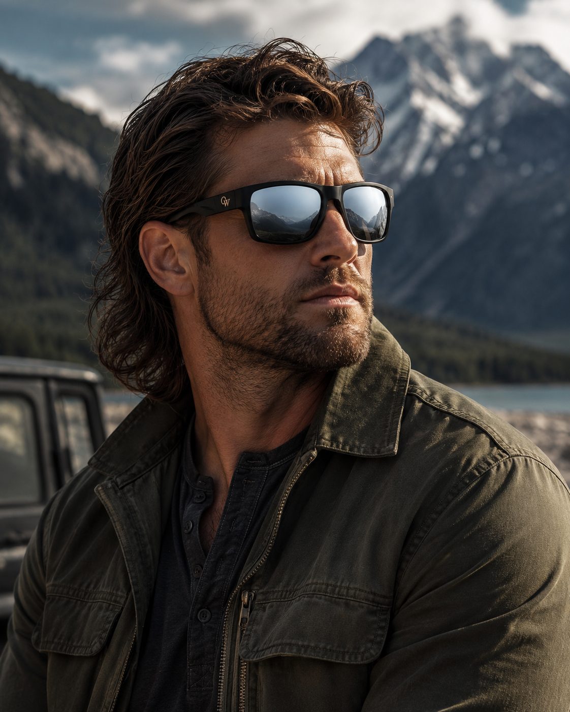 Man wearing Oakwell lifestyle sunglasses in front of mountains